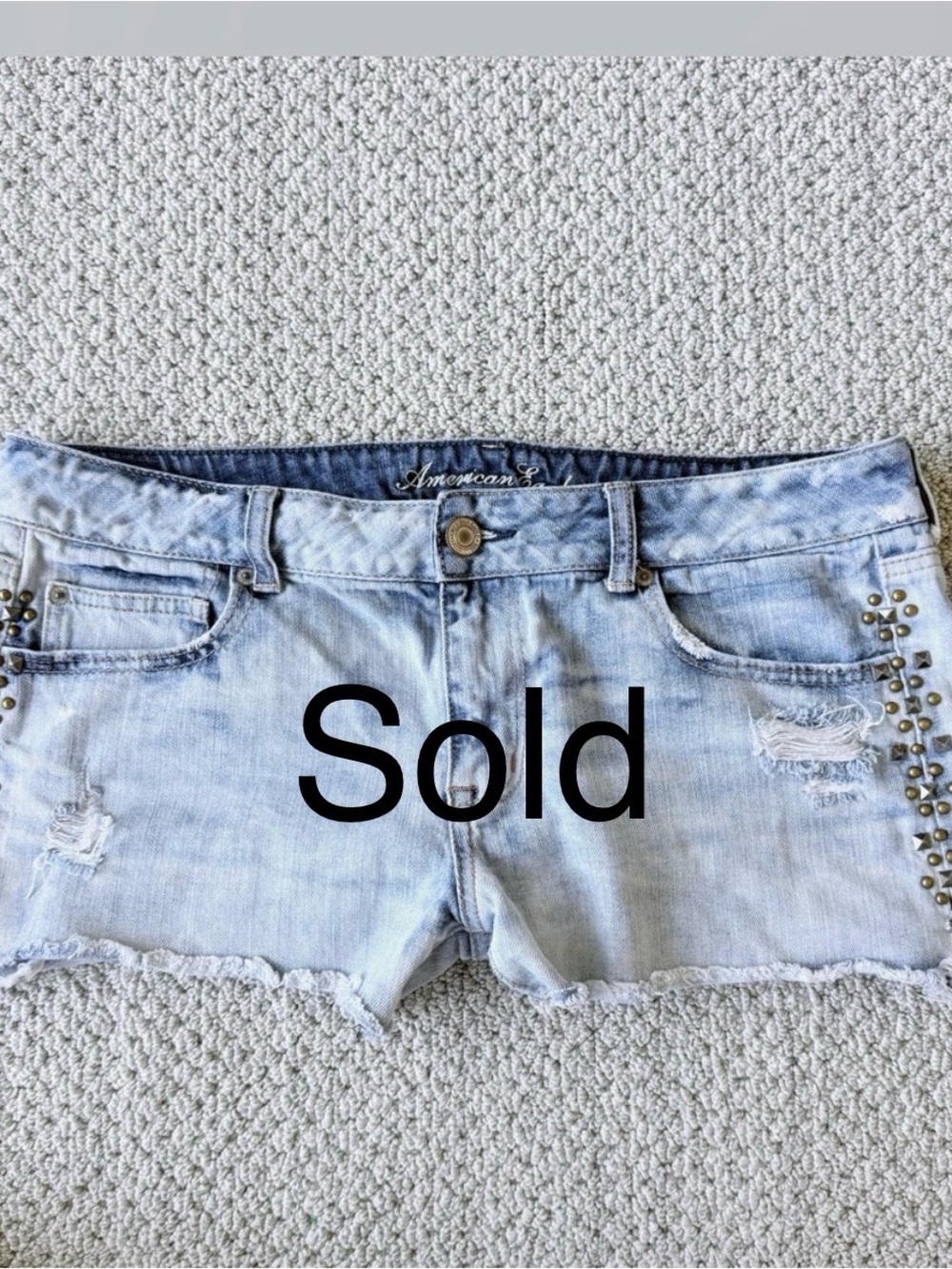 Y2K American Eagle Outfitters low rise mini Denim Shorts with Stud Details